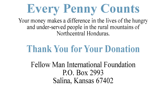 text with every penny counts and FMI Address where to send a donation